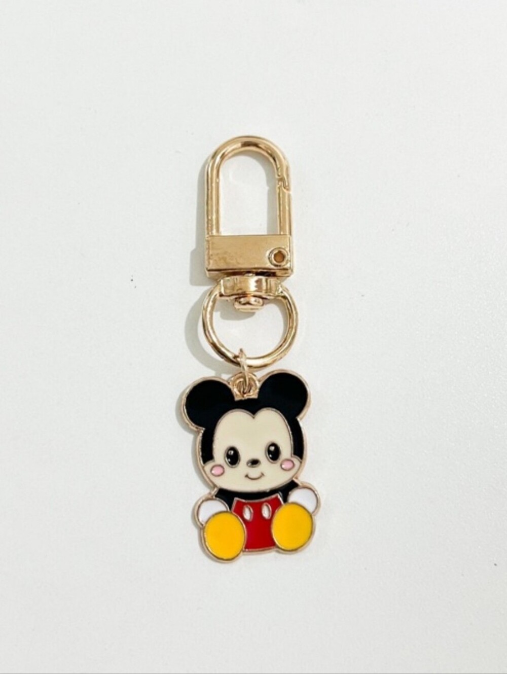 Gold-tone Cartoon Mouse Bag Charm, Mickey Keychain